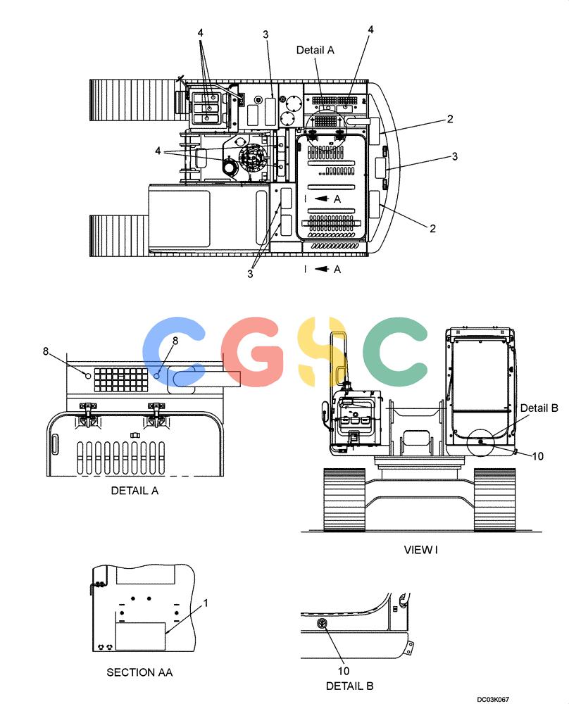 纽荷兰零件查询(EH160) - CRAWLER EXCAVATOR (9/03-) (09 -65[00]) - DECALS - FRAME (POSITION) New Holland Constructuion