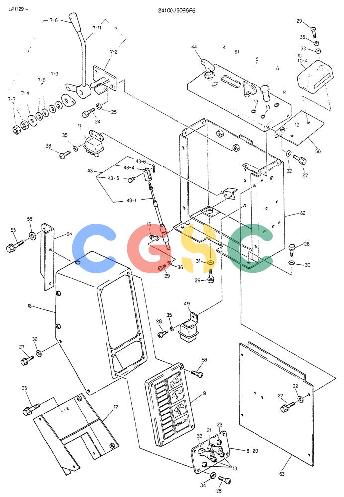神钢零件查询(K905LC) - EXCAVATOR BTW YP0115 - YP0301 (1/85-12/03) (06-015) - PANEL ASSY, INST (P/N-24100J5095F6) Kobelco