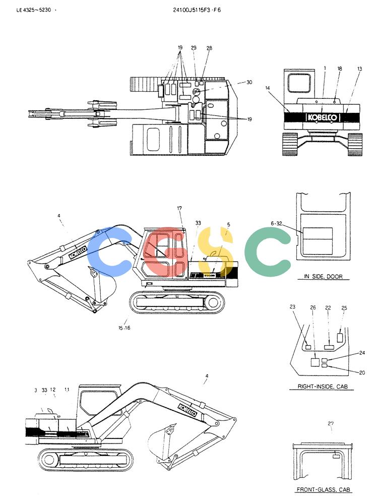 神钢零件查询(K903B) - EXCAVATOR ASN LE3401 (1/85-12/03) (12-008) - NAME-PLATE P/N 24100J5115F3,F6 Kobelco