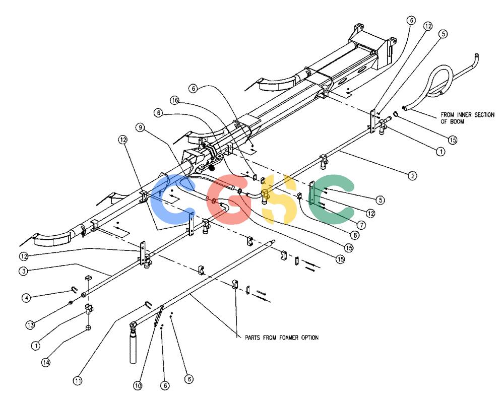 凯斯零件查询(FLX810) - FLEX-AIR APPLICATOR (10/03-8/09) (10-002) - BOOM PLUMBING, 2.5”, RH, OUTER, 70’ Case Agriculture