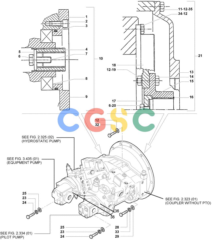 纽荷兰零件查询(DC80) - CRAWLER DOZER (N.A. VERSION) (4/99-) (2.325[01C]) - HYDROSTATIC DRIVE PUMPS WITHOUT PTO - DC80 STD. UP TO S/N 13141001 New Holland Constructuion