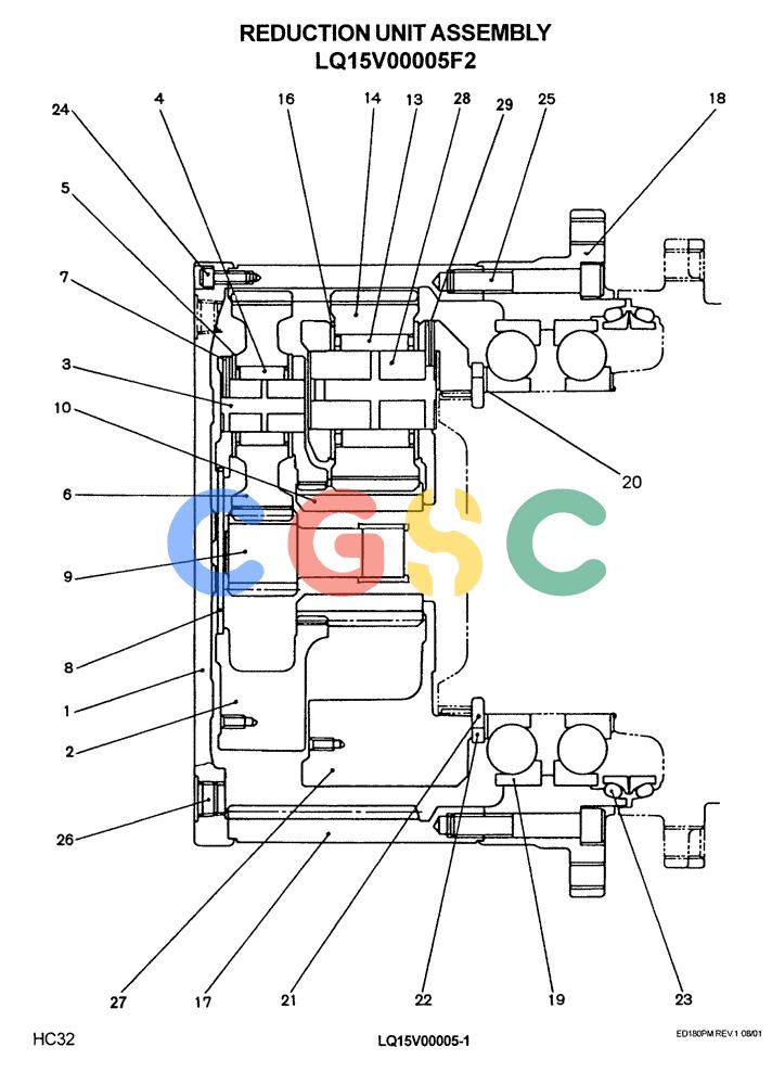 神钢零件查询(ED180) - BLADE RUNNER EXCAVATOR/DOZER ASN YLU0001 (1/99-12/01) (12-016) - REDUCTION UNIT ASSEMBLY Kobelco