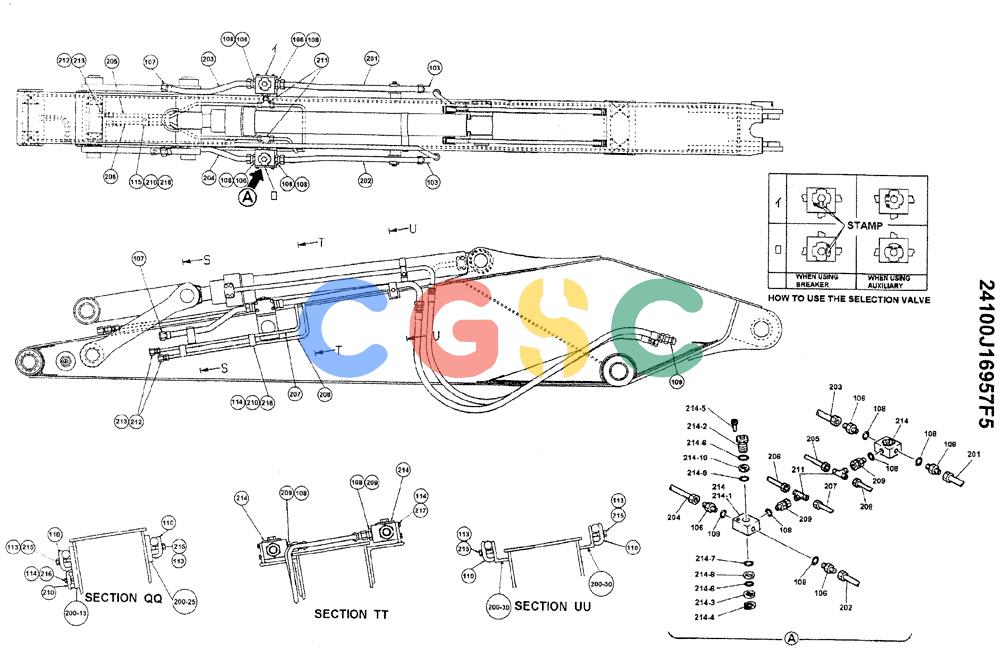神钢零件查询(ED180) - BLADE RUNNER EXCAVATOR/DOZER ASN YLU0001 (1/99-12/01) (08-005[02]) - ARM ASSEMBLY 3.06M (10FT) (AUXILIARY & BREAKER) Kobelco