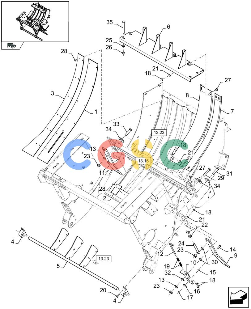 凯斯零件查询(LB433R) - BIG RECTANGULAR BALER 'ROTOR CUTTER' (9/08-12/12) (13.24[01]) - FEED CHAMBER, PLATES Case Agriculture