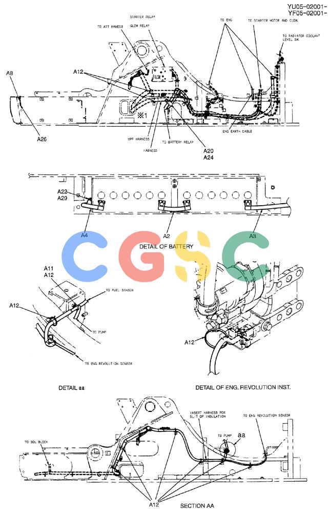 纽荷兰零件查询(E235BSRNLC) - CRAWLER EXCAVATOR ASN YU05-02001 (01-071[02]) - HARNESS ASSY, UPP, P/N YB13E00023F1 New Holland Constructuion
