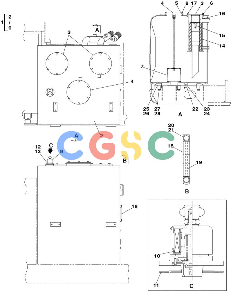 纽荷兰零件查询(E805) - CRAWLER EXCAVATOR (1/05-) (08-003-00[01]) - HYDRAULIC RESERVOIR New Holland Constructuion