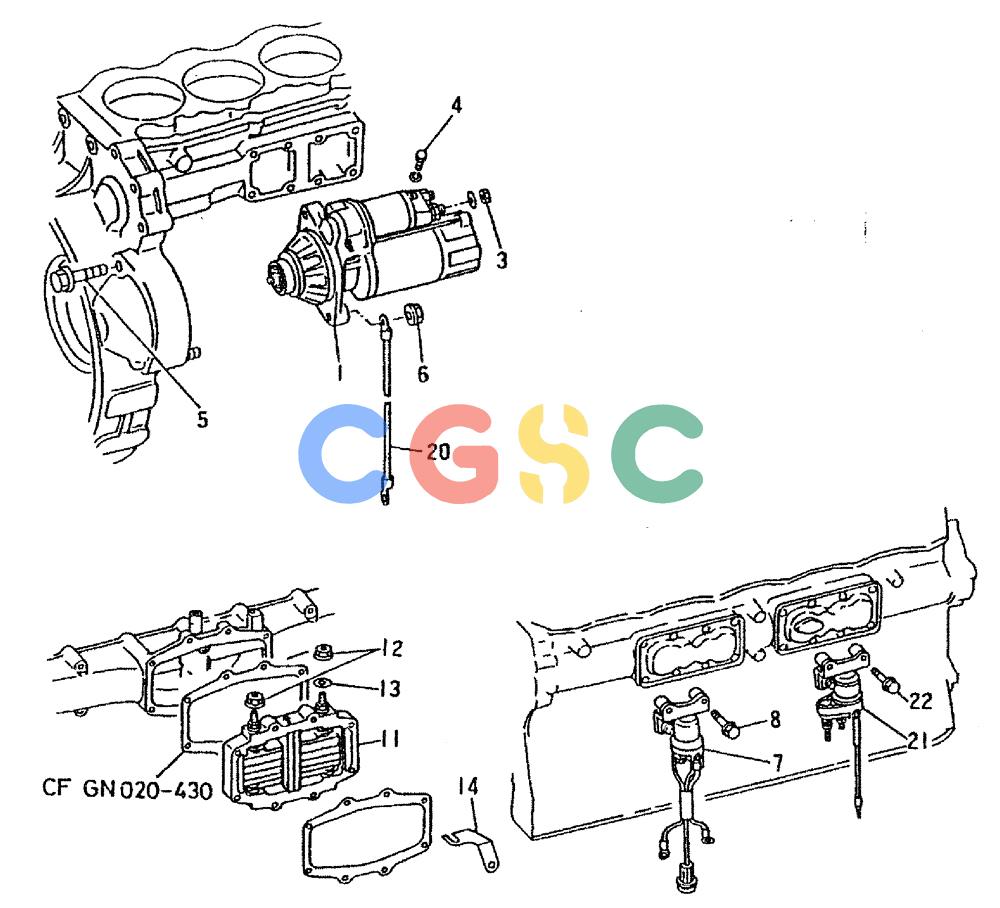 神钢零件查询(6D16-T) - MITSUBISHI DIESEL ENGINE - K909LC & MD240BLC (1/87-12/06) (04-002) - STARTER GENERAL P/N ME037636 Kobelco