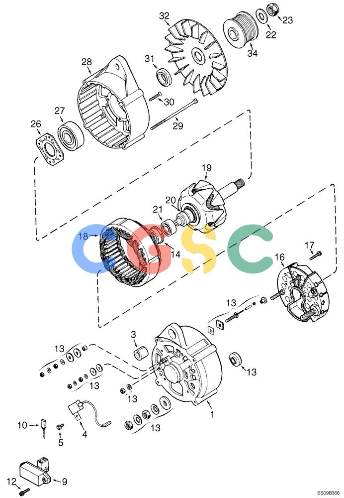 纽荷兰零件查询(D150B) - CRAWLER DOZER TIER 3 (HYDRO) (10/07-) (04-03) - ALTERNATOR ASSEMBLY New Holland Constructuion
