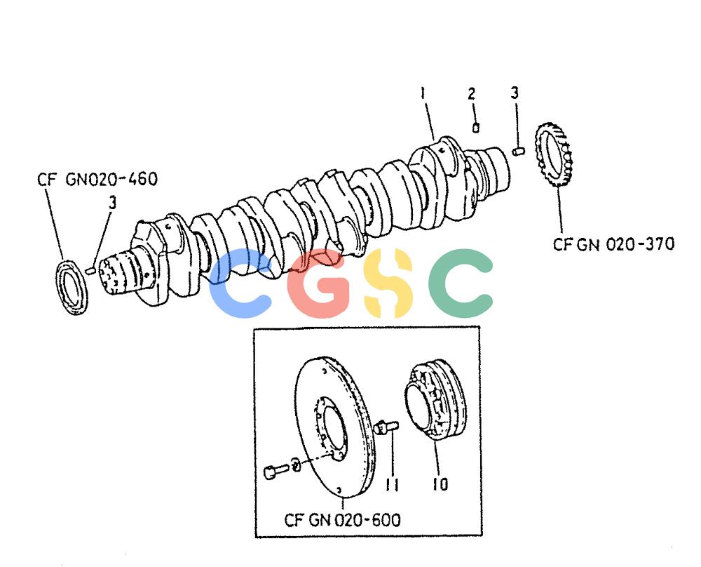 神钢零件查询(6D22-TC) - MITSUBISHI DIESEL ENGINE - K912, K912LC, & K916 (1/83-12/06) (01-013) - CRANKSHAFT & PULLEY 020-300B Kobelco