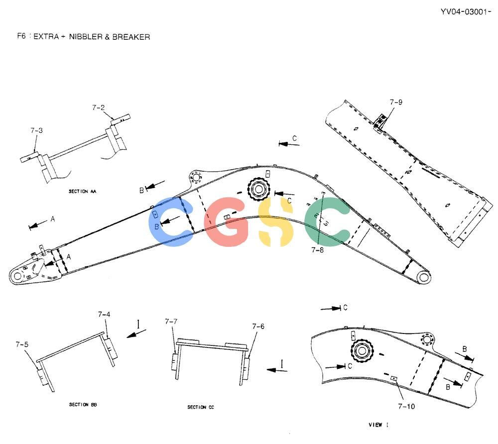 神钢零件查询(BREAKER) - ATTACHMENT (N&B) - SK115SR & SK135SR - ASN YV04, YY04, YH04-03001 (9/04-) (02-002[02]) - BOOM HOE, 4.26M (EXTRA, NIBBLER & BREAKER) Kobelco