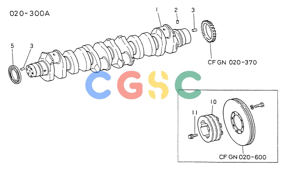 神钢零件查询(6D22CT) - MITSUBISHI DIESEL ENGINE - K909A, K910, K912 & K935 (1/76-12/06) (01-010) - CRANKSHAFT & PULLEY Kobelco
