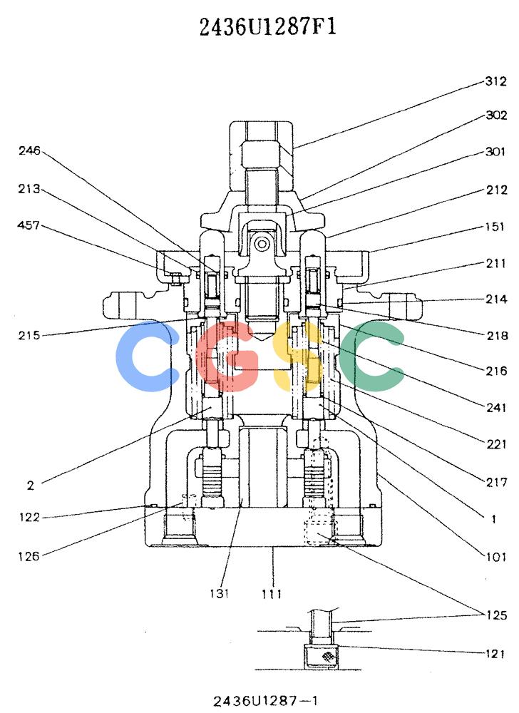 神钢零件查询(K905LC) - MARK II EXCAVATOR ASN YPU00001 (1/87-12/03) (11-012) - VALVE ASSY, PILOT, 2436U1287 Kobelco