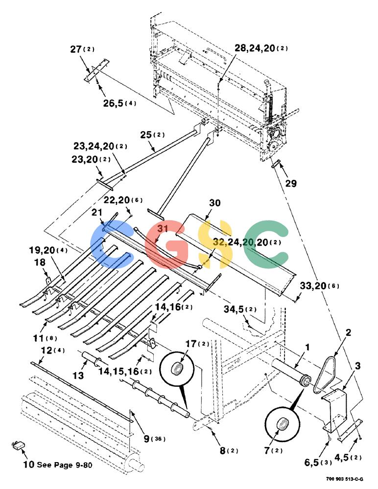 凯斯零件查询(8465T) - CASE IH ROUND BALER W/TRACTOR HYDRAULICS (1/91-12/97) (9-46) - MESH WRAP KIT, SHIELDS AND SLIDE ASSEMBLIES, SERIAL NUMBER CFH0073001 THROUGH CFH0073202 Case Agriculture