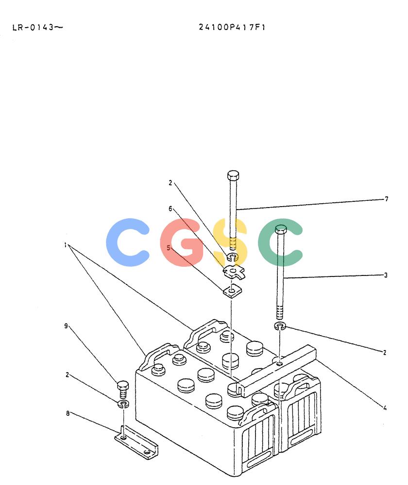 神钢零件查询(K914) - EXCAVATOR ASN LR-0143 (1/79-12/03) (01-008) - MOUNT ASSY BATTERY P/N24100P417F1 Kobelco