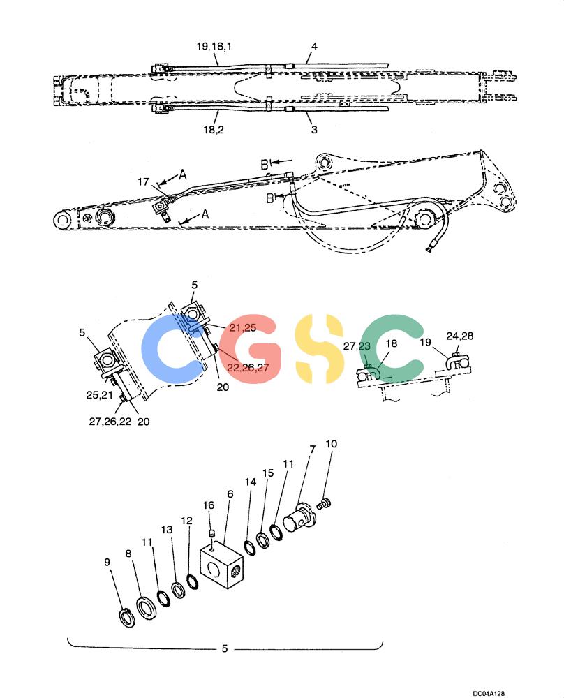 纽荷兰零件查询(EH130) - CRAWLER EXCAVATOR (3/04-) (08 -24[00]) - HYDRAULIC LINES - ARM 2.95M (9FT 8IN) (NIBBLER & BREAKER) New Holland Constructuion
