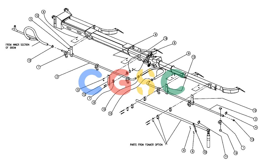 凯斯零件查询(FLX810) - FLEX-AIR APPLICATOR (10/03-8/09) (10-004) - BOOM PLUMBING, 2.5”, LH, OUTER, 70’ Case Agriculture