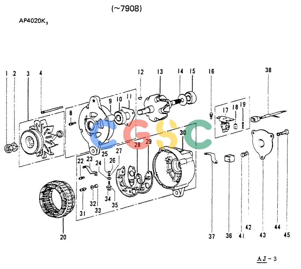神钢零件查询(65R5P) - MITSUBISHI DIESEL ENGINE - LK300A WHEEL LOADER (1/06-12/06) (08-006) - GENERATOR (-7908) Kobelco