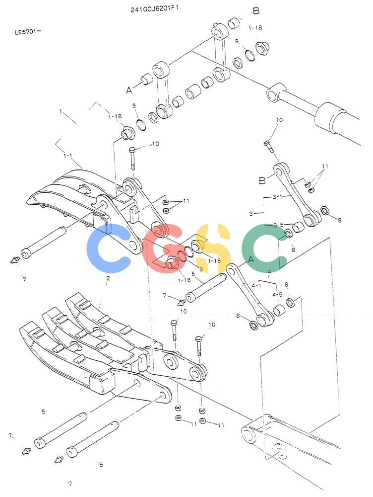 神钢零件查询(K903) - MARK II EXCAVATOR BTW LE6601 - LE7871 (1/88-12/03) (09-007) - GRAPPLE ASSY, FORK (SINGLE) Kobelco