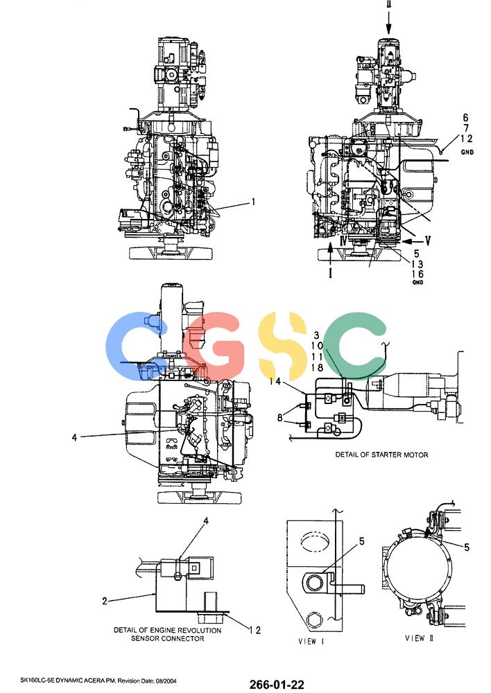 神钢零件查询(SK160LC-6E) - DYNAMIC ACERA EXCAVATOR 08/2004 ASN YM03U0523 (8/04-12/07) (01-068[01]) - HARNESS ASSY, ENGINE Kobelco