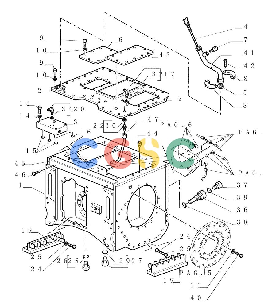 纽荷兰零件查询(DC180PS) - CRAWLER DOZER (11/00-) (1.266[02]) - REAR TRANSMISSION - CASE - VERSION (02-03) New Holland Constructuion