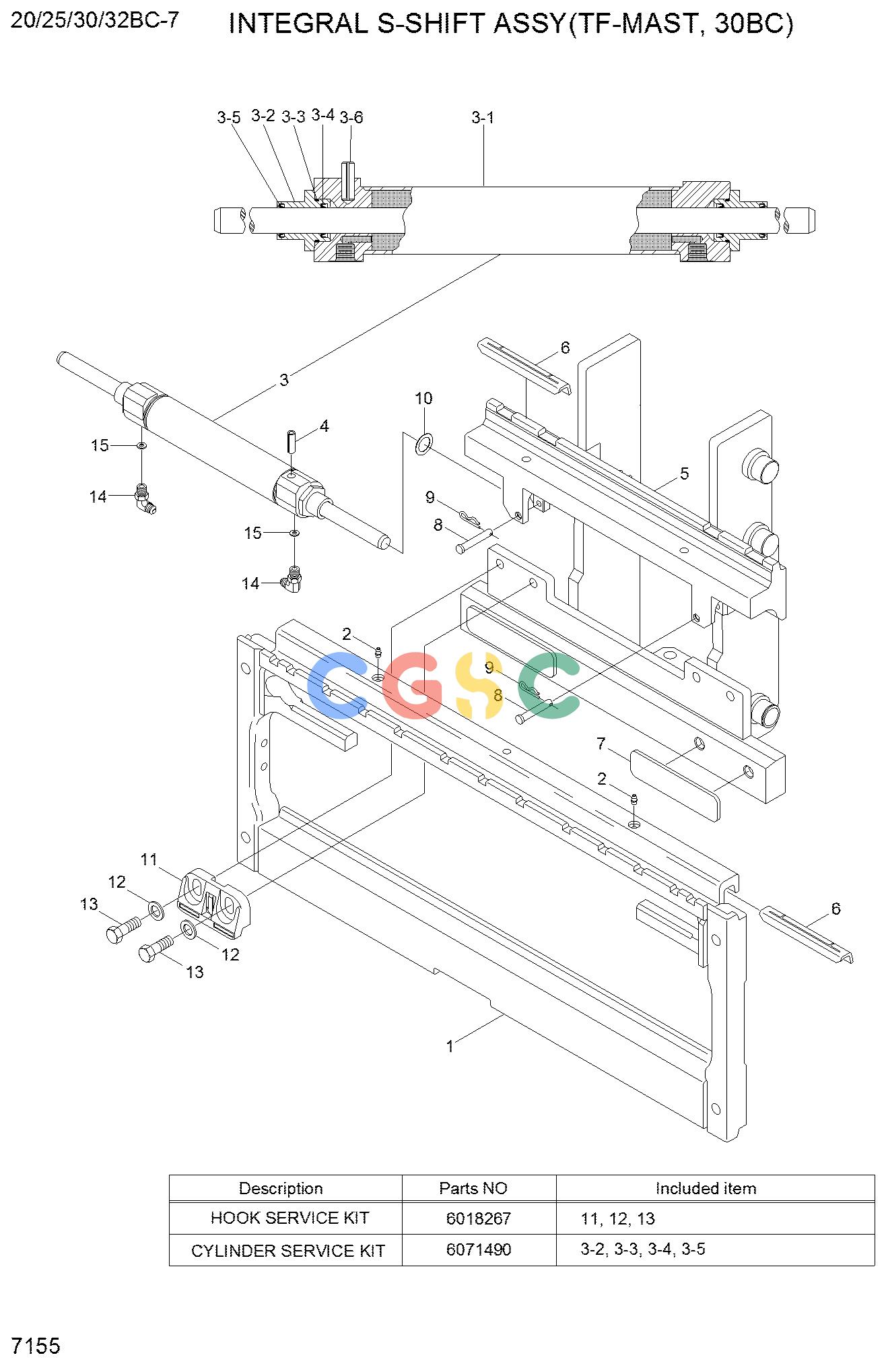 现代零件查询25/30LC-7S INTEGRAL SIDE SHIFT (TF-MAST, 25LC-7S)EPC Hyundai 