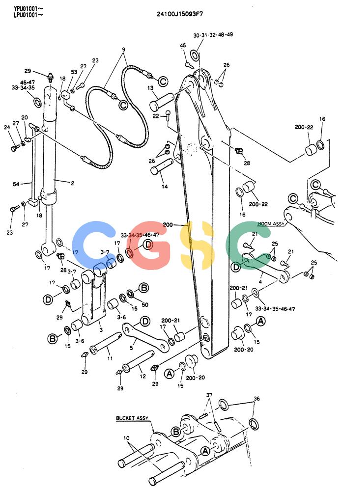 神钢零件查询(SK130LC) - EXCAVATOR BTW YPU1001 - YPU2000 (1/98-12/98) (10-004[01]) - ARM ASSY 2.5M (EXTRA & BREAKER) Kobelco