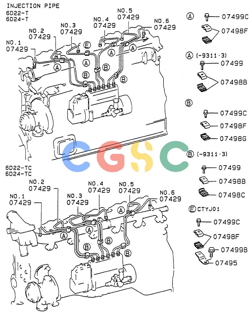 神钢零件查询(6D22-TC) - MITSUBISHI DIESL ENGINE - SK EXCAVATORS (1/06-12/06) (03-008[02]) - INJECTION PIPE & NOZZLE Kobelco