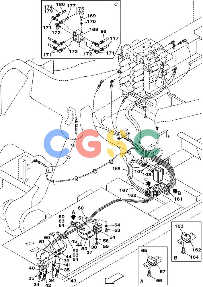 纽荷兰零件查询(E805) - CRAWLER EXCAVATOR (1/05-) (08-047-01[01]) - HYDRAULIC CIRCUIT - PILOT CONTROL LINES WITH LOAD HOLD New Holland Constructuion