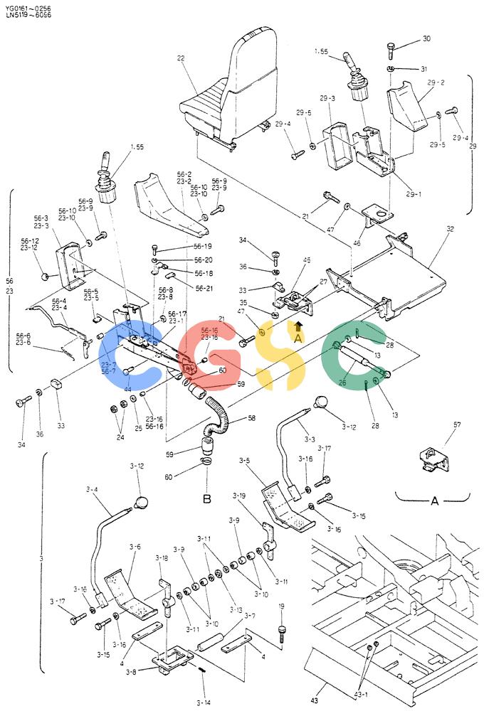 神钢零件查询(K907CLC) - EXCAVATOR BTW YG0101 - YG0500 (1/85-12/03) (03-011[01]) - CONTROL ASSY Kobelco