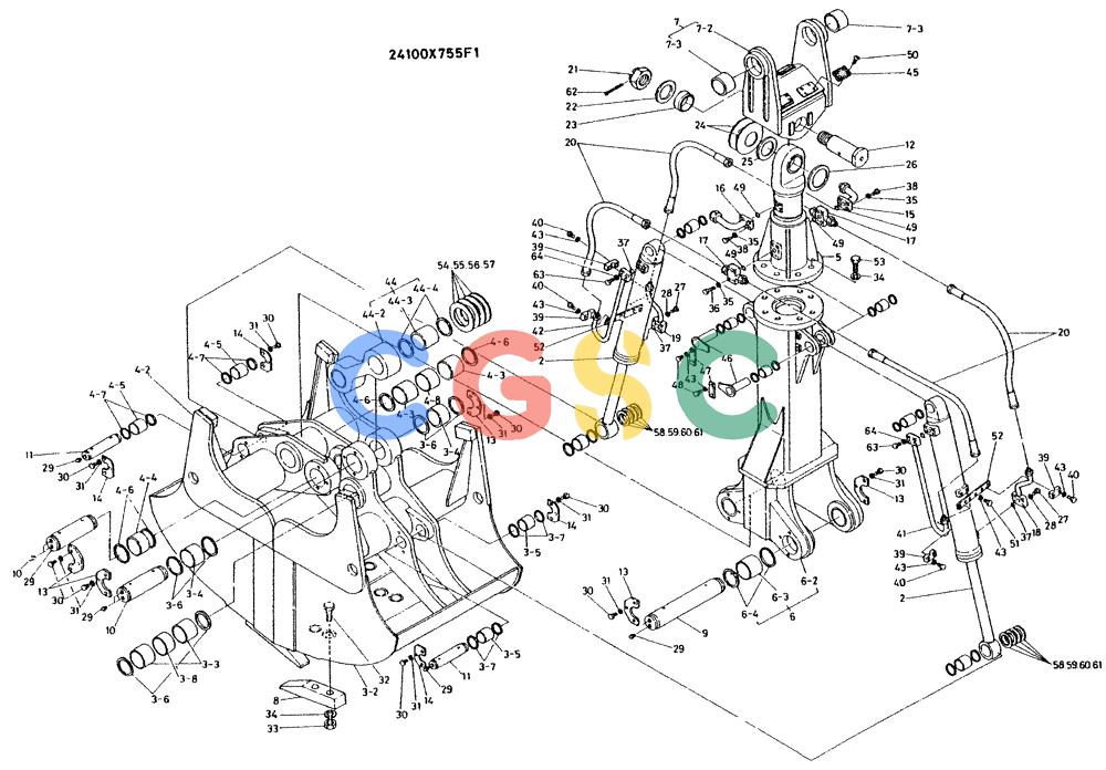 神钢零件查询(K935) - EXCAVATOR BTW L70106 - L70166, LU0067 (1/76-12/03) (10-002) - BUCKET, CLAMSHELL Kobelco