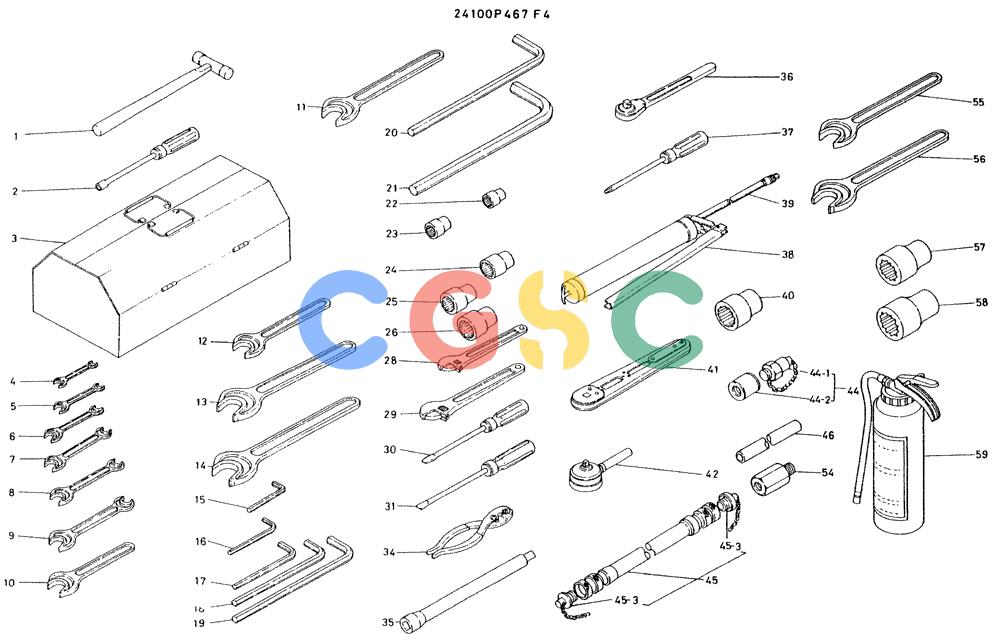 神钢零件查询(K935) - EXCAVATOR BTW L70106 - L70166, LU0067 (1/76-12/03) (11-021) - TOOL ASSY (G.M. ENG. MOUNT) Kobelco