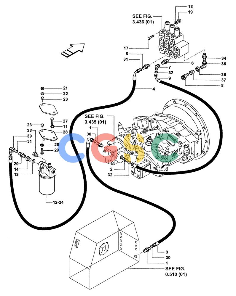 纽荷兰零件查询(DC100) - CRAWLER DOZER (N.A. VERSION) (4/00-) (3.434[02C]) - HYDRAULIC SYSTEM PIPING DC100 New Holland Constructuion