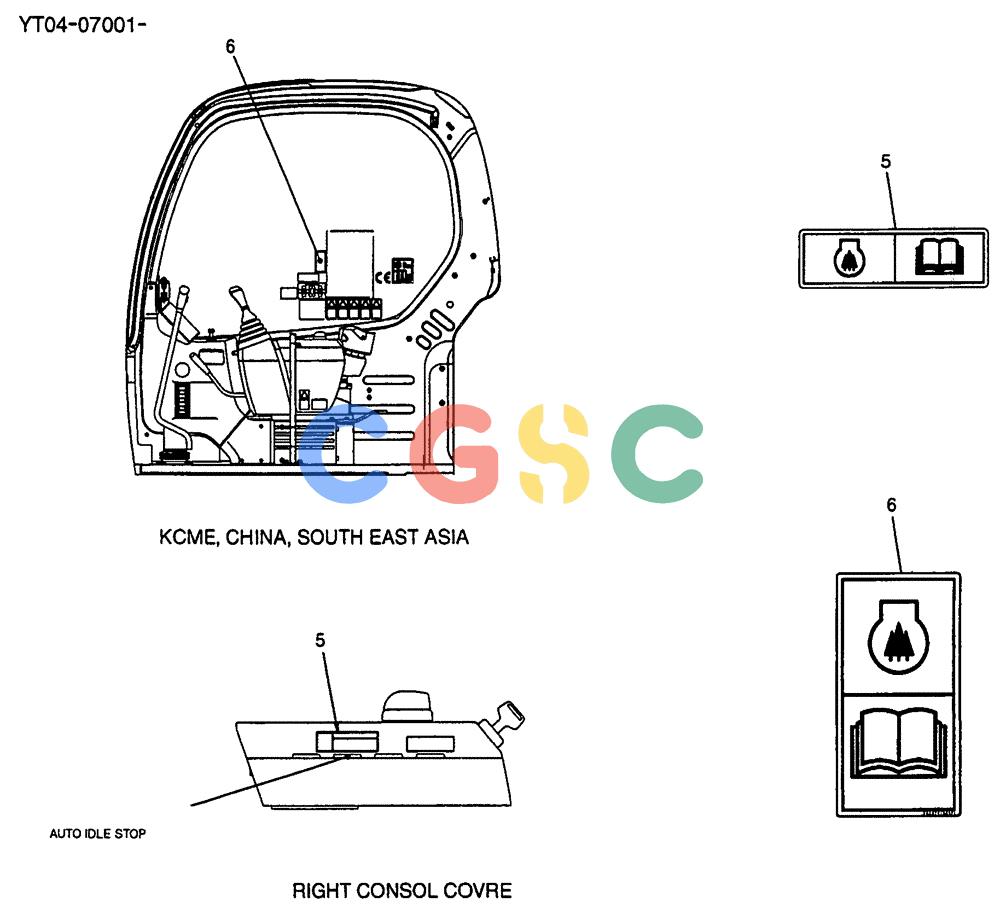纽荷兰零件查询(E70SR) - MIDI CRAWLER EXCAVATOR ASN YT04-07175 (06-003) - NAME PLATE INSTAL (CAB), P/N YT22T00081F4 New Holland Constructuion