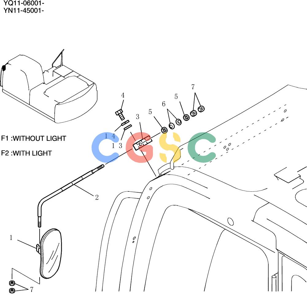 神钢零件查询(200-8) - EXCAVATOR S/N YN11-45001 - (1/06-12/09) (738-01-1) - MIRROR INSTAL Kobelco