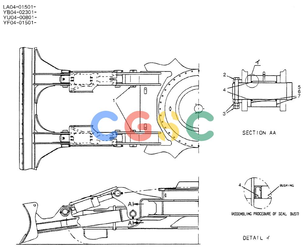 神钢零件查询(DOZER) - ATTACHMENT - SK235SR-1E, SK235SRNLC-1E, & SK235SRNLC-1ES (1/03-12/03) (02-008) - DOZER INSTAL Kobelco