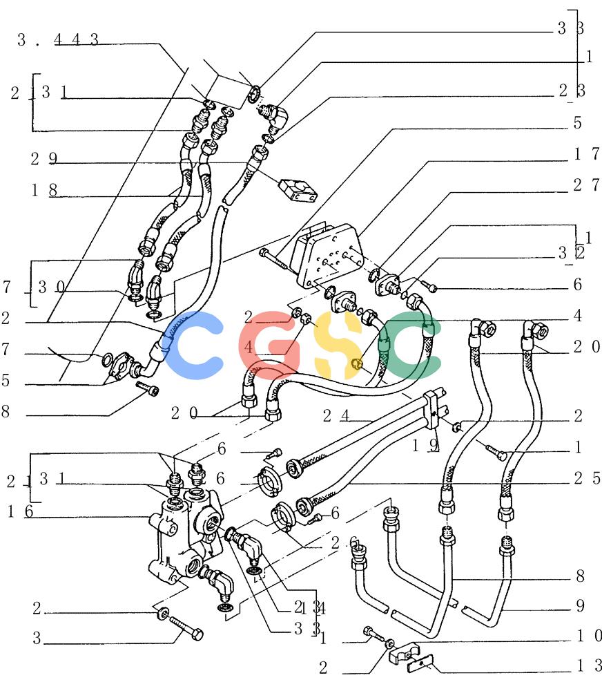 纽荷兰零件查询(FD145) - CRAWLER DOZER (N.A. VERSION) (10/98-) (3.440[02]) - LIFT CYLINDERS PIPING New Holland Constructuion
