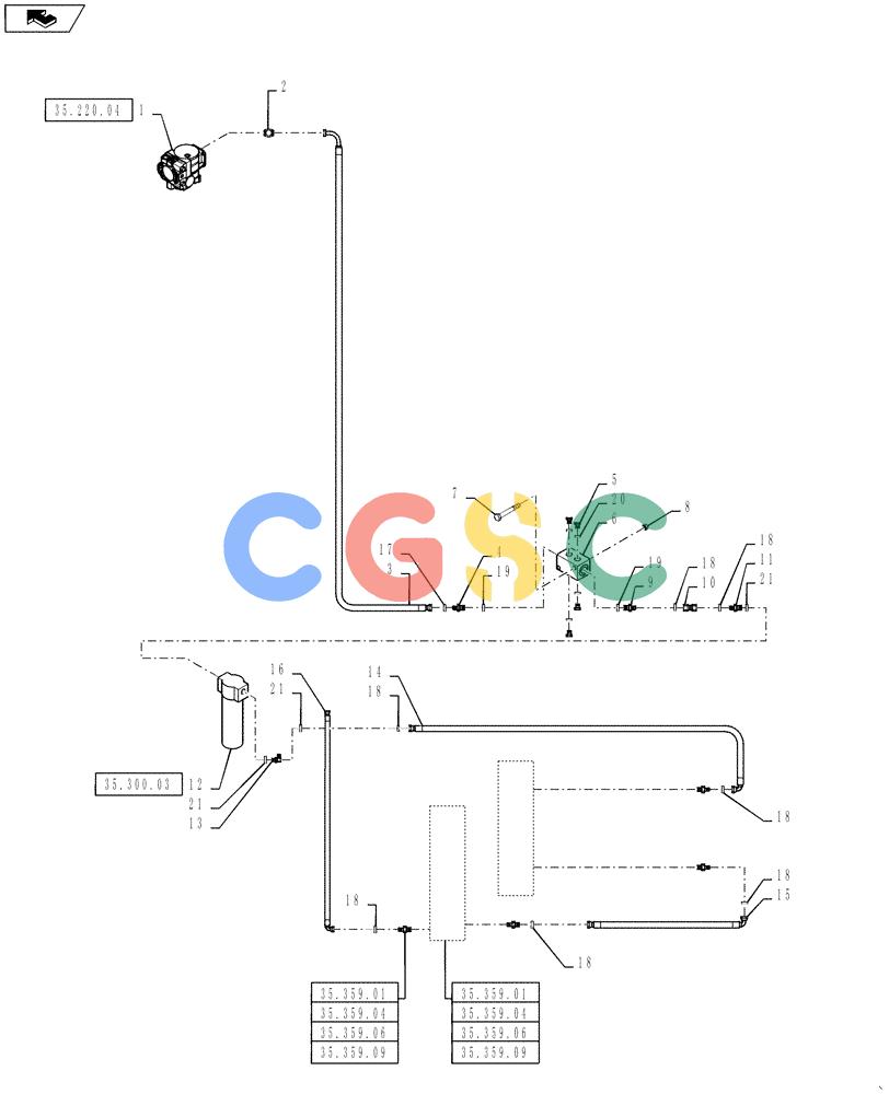 凯斯零件查询(810) - FLEX-AIR APPLICATOR - 2012 (2/12-) (35.220.10) - CONTROL VALVE CIRCUIT, BOOM AND AUXILIARY VALVES, 4 WHEELER Case Agriculture