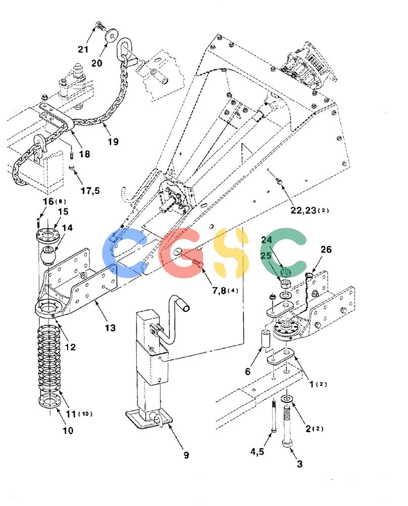 凯斯零件查询(8585) - CASE IH LARGE (3 X 4) RECTANGLER BALER (1/98-12/00) (2-02) - TONGUE, HITCH, JACK AND SAFETY CHAIN ASSEMBLIES Case Agriculture