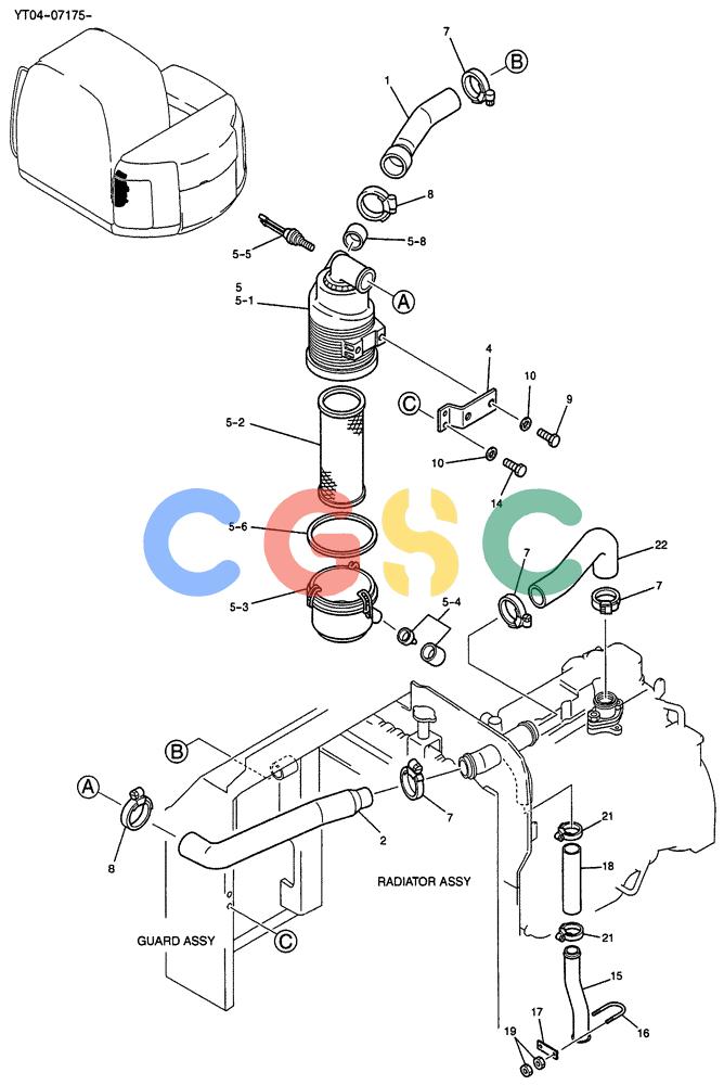 纽荷兰零件查询(E70SR) - MIDI CRAWLER EXCAVATOR ASN YT04-07175 (01-008) - CLEANER ASSY, AIR New Holland Constructuion