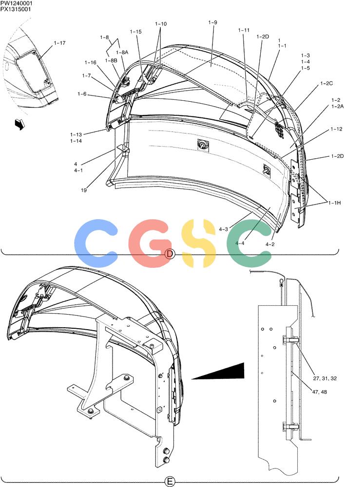 纽荷兰零件查询(E35SR) - COMPACT CRAWLER EXCAVATOR ASN PX13-15001 (N6TN61732) (NA) (1/06-) (01-055[03]) - GUARD INSTAL (CAB) New Holland Constructuion