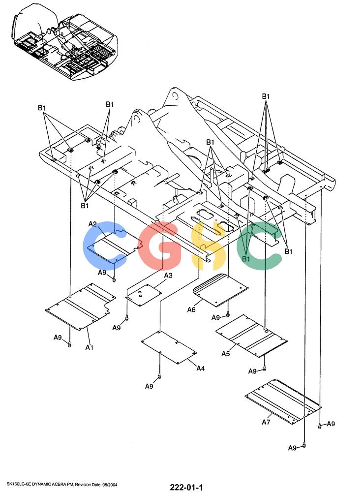 神钢零件查询(SK160LC-6E) - DYNAMIC ACERA EXCAVATOR 08/2004 ASN YM03U0523 (8/04-12/07) (01-052) - COVER ASSY, UNDER Kobelco