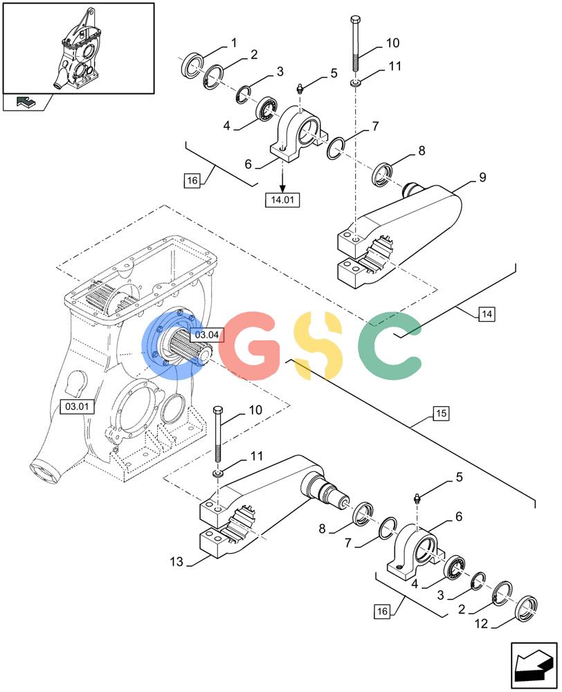 凯斯零件查询(LB333S) - BIG RECTANGULAR BALER (9/08-12/12) (03.05[01]) - MAIN GEARBOX, ARM TO PLUNGER Case Agriculture