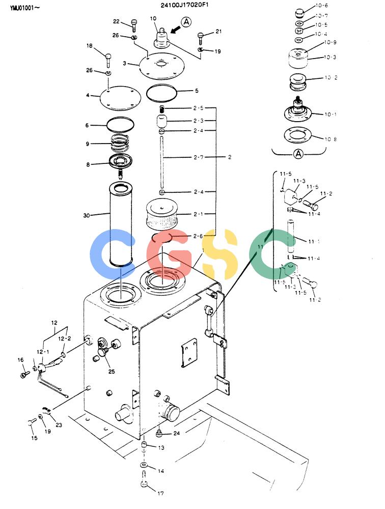 神钢零件查询(SK130LC) - EXCAVATOR BTW YPU1001 - YPU2000 (1/98-12/98) (01-006) - HYDRAULIC TANK ASSEMBLY Kobelco