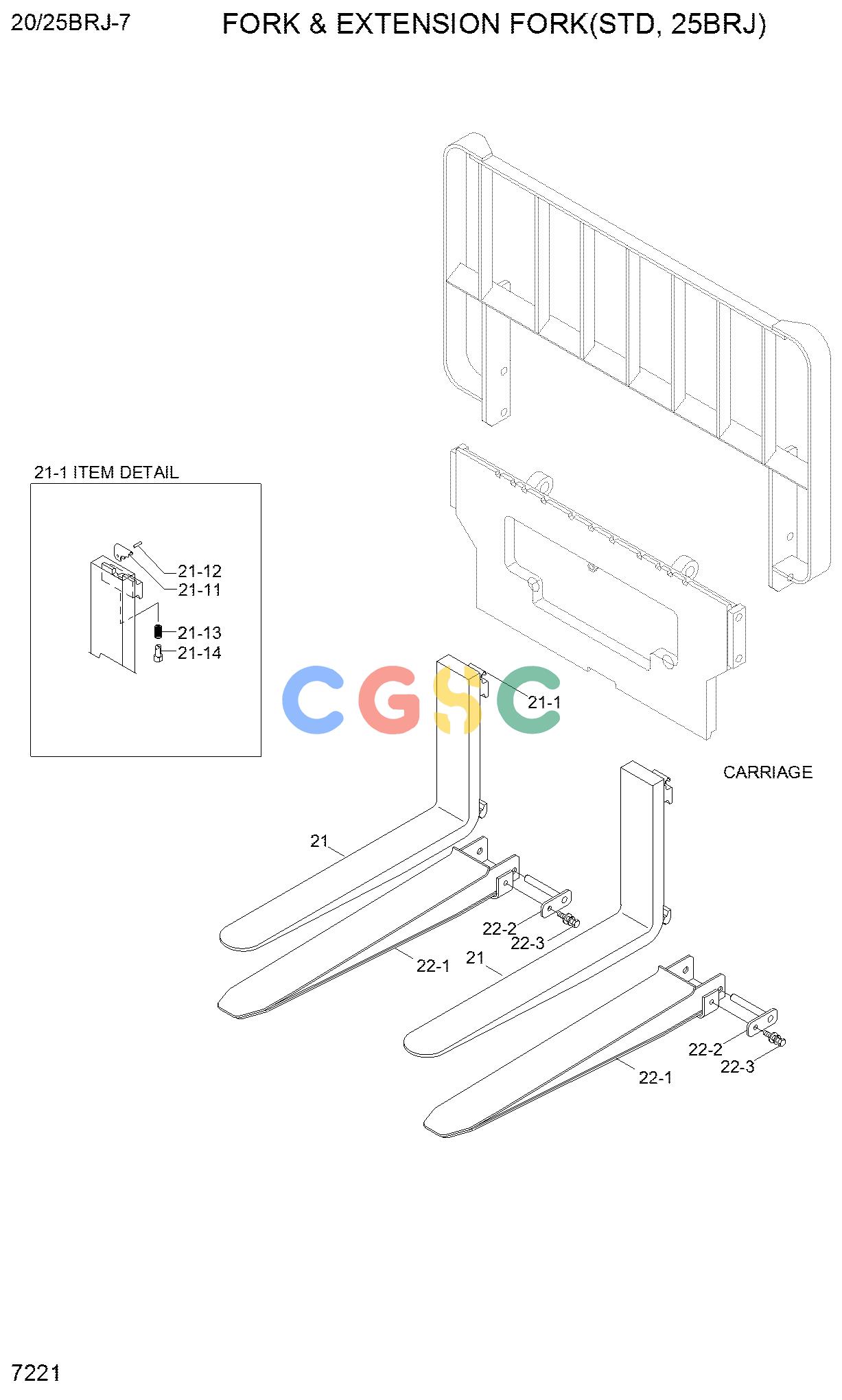 现代零件查询20/25BRJ-7 FORK & EXTENSION FORK(OPT, 25BRJ)EPC Hyundai 