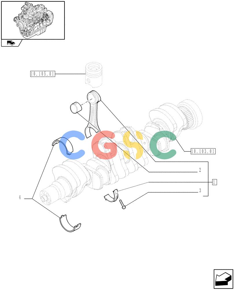 神钢零件查询(F4GE9684R J603) - ENGINE - 504369116 - 84190728 (1/08-12/12) (10.105.02) - CONNECTING ROD (2856316) Kobelco