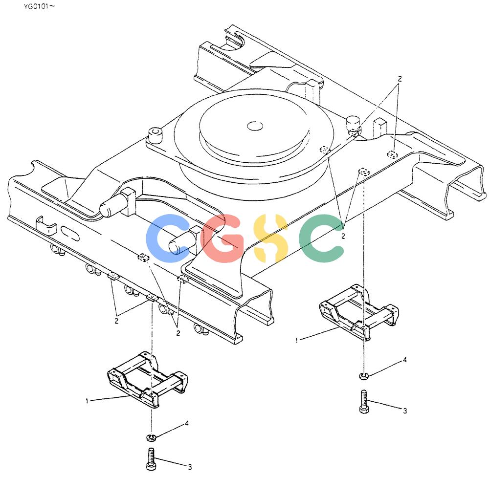 神钢零件查询(K907CLC) - EXCAVATOR BTW YG0101 - YG0500 (1/85-12/03) (05-009) - GUIDE ASSY, TRACK (FOR LONGER CRAWLER) Kobelco
