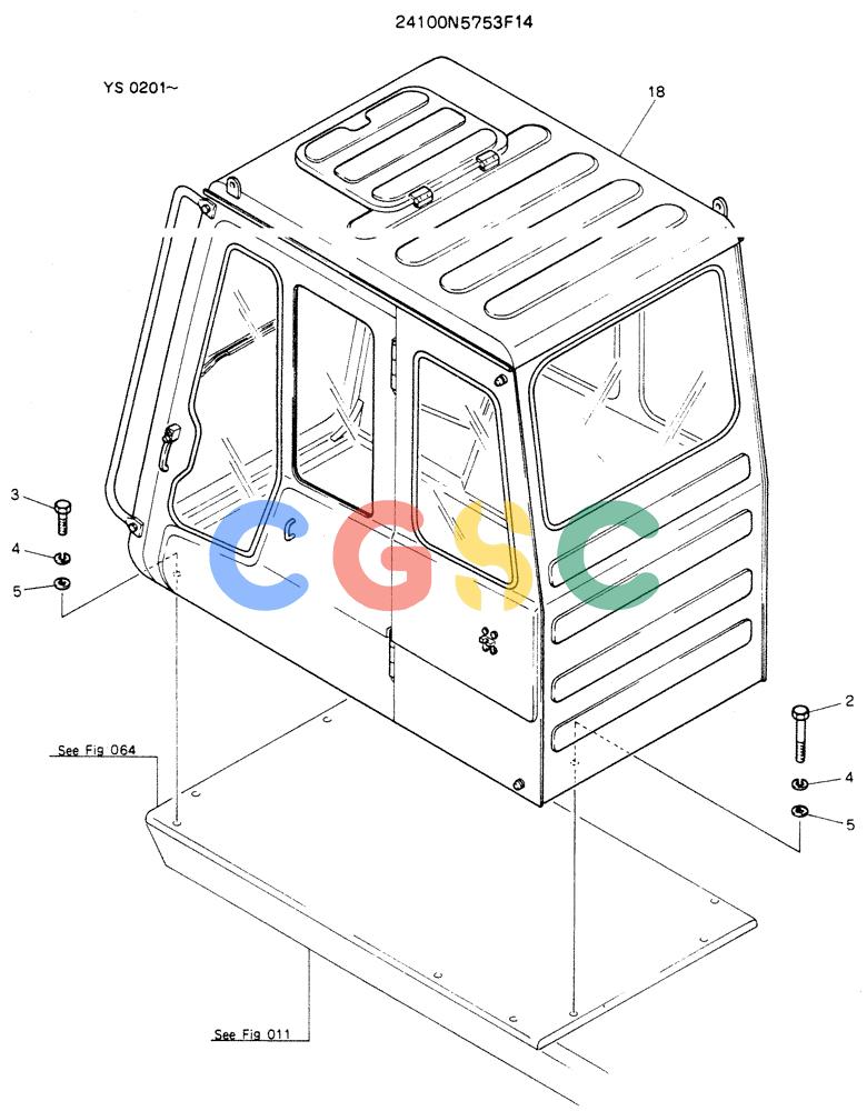 神钢零件查询(K916LC) - MARK II EXCAVTOR ASN YS0201 (1/89-12/03) (02-003) - INSTAL, CAB (FOR NORTH AMERICA) Kobelco
