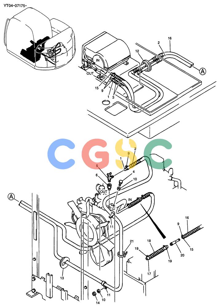 纽荷兰零件查询(E70SR) - MIDI CRAWLER EXCAVATOR ASN YT04-07175 (05-011) - HOSE ASSY, HEATER New Holland Constructuion