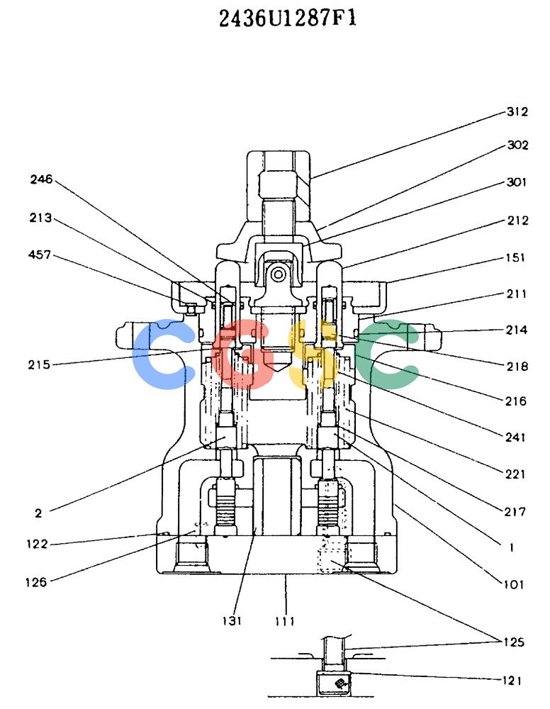 神钢零件查询(MD200BLC) - EXCAVATOR ASN YQU0001 (1/80-12/06) (11-011) - VALVE ASSY, PILOT - 2436U1287F1 Kobelco