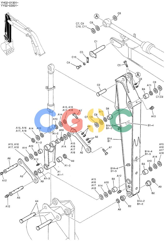 神钢零件查询(ED150-1E) - BLADE RUNNER EXCAVATOR/DOZER ASN YL05-00555 (11/03-12/04) (03-004) - ARM ASSY, STD 2.45M Kobelco